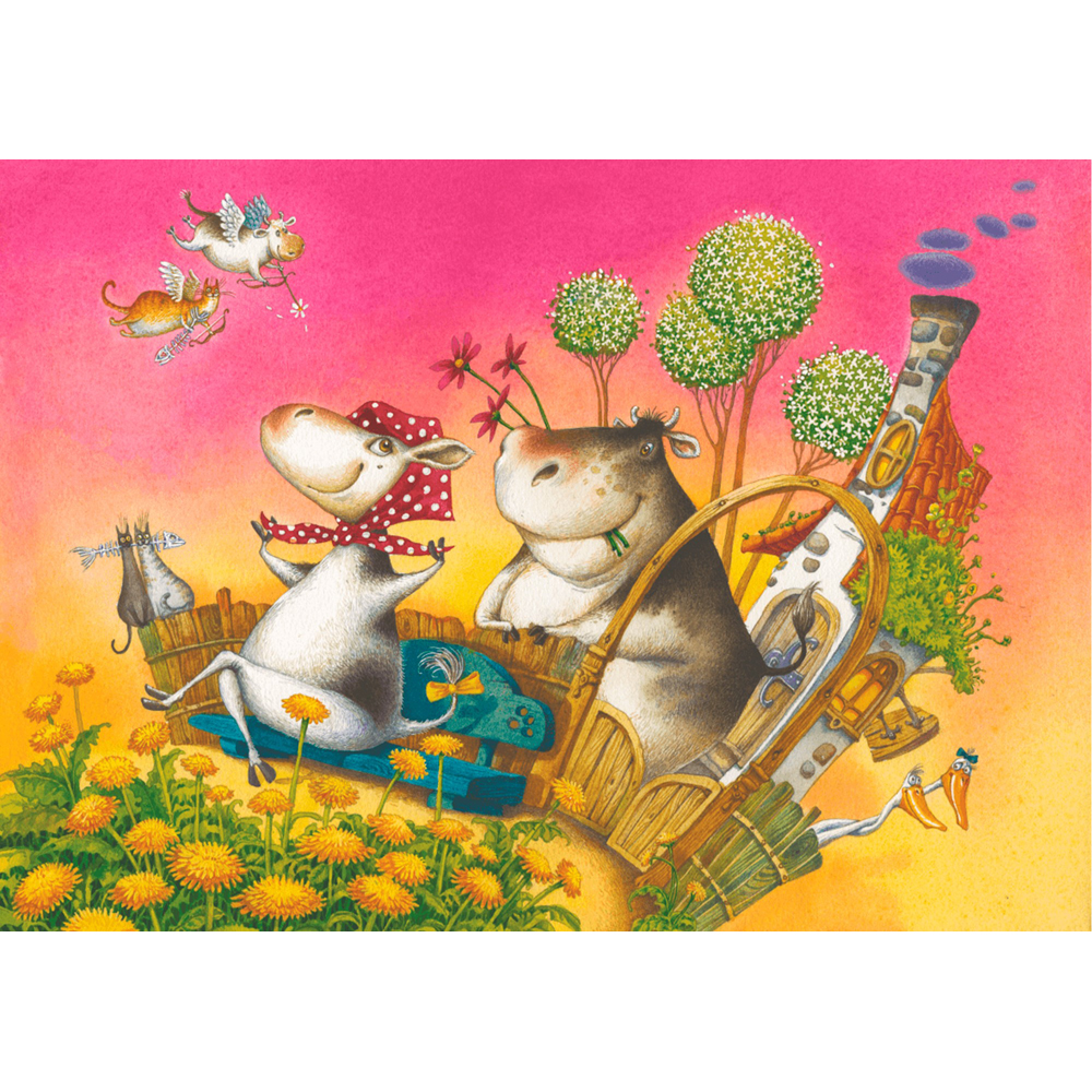 DaVICI Puzzle - Fliegende Kühe